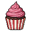 A cupcake from the menu — food icons were generated one at a time, for the menu board and the order slips.