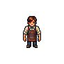 The very first barista I generated — one look and you can see the camera tilt got baked into the sprite itself, so it was dropped before it ever reached the game.